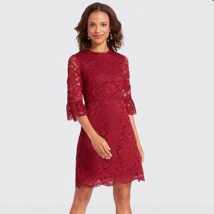 Draper James Lace Bell Sleeve Dress Deep Berry Red